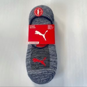 Puma men’s no show socks 3 pack size 6-12 gray